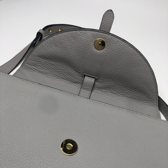 Rare Meli Melo Thela Prep Spex Pebbled Leather Light Stone Grey Shoulder Purse - Picture 15 of 16